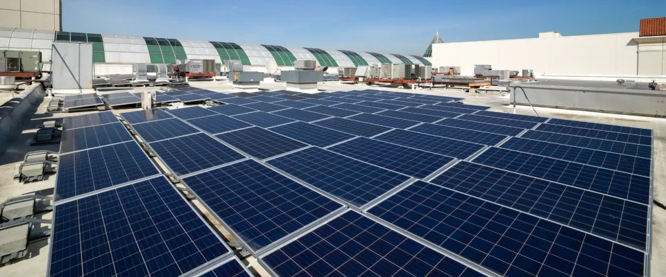 solar panels on building roof