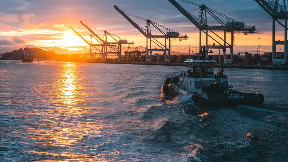 sunset over ports