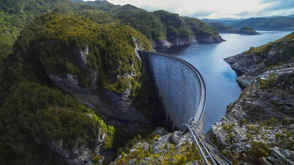 aerial view of dam