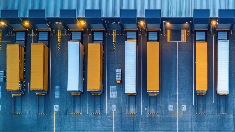 aerial view of packing containers