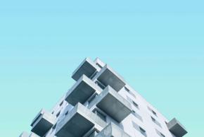 Perspective photo of a building looking up to the sky